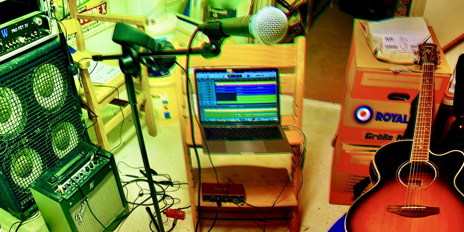 Royal Target basement studio with Logic Pro